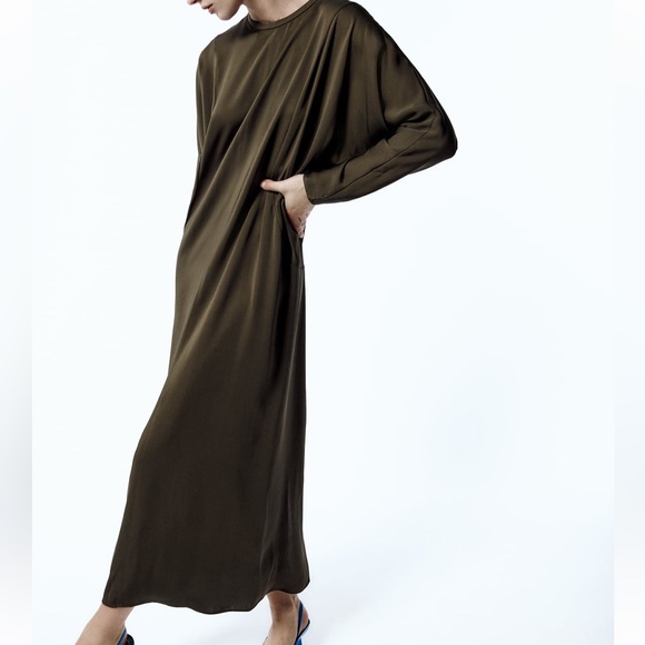 zara army green midi dress - Picture 2 of 5